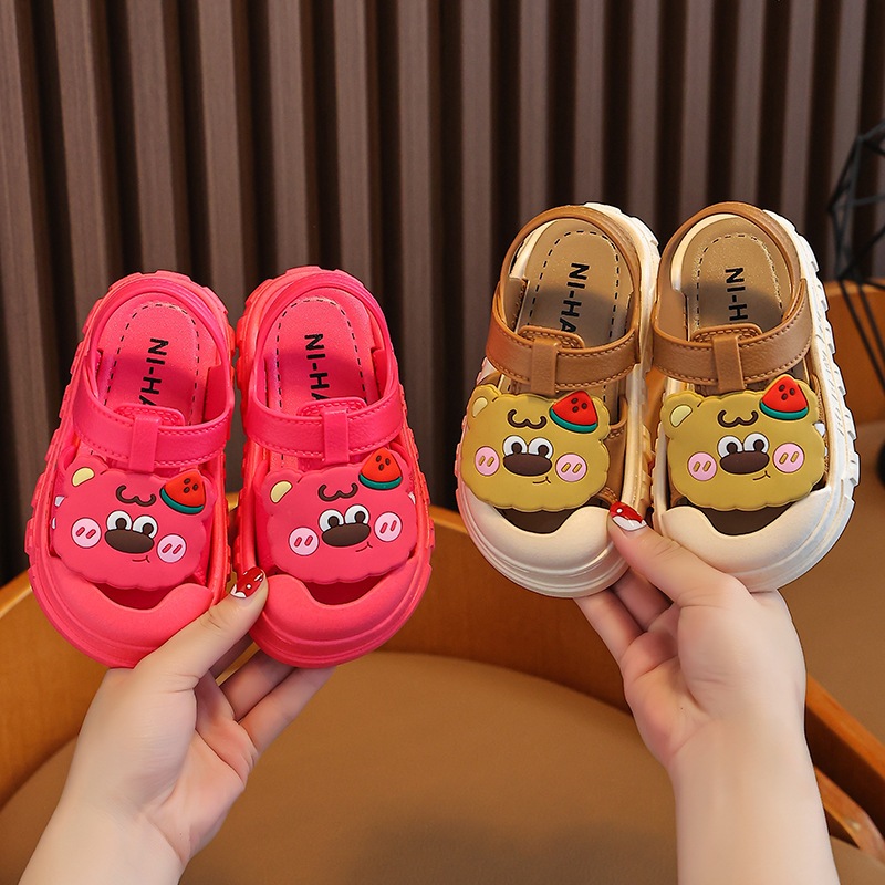 SUGE dép gấu dâu cho bé sandal cho bé gái Hàn Quốc