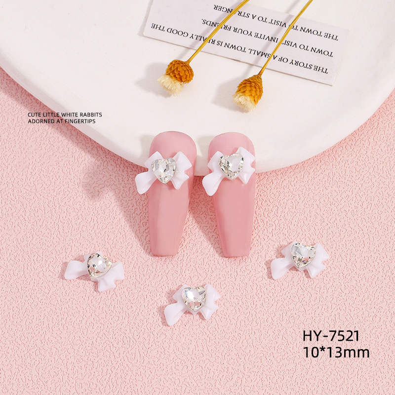 Phụ Kiện Đính Trang Trí Móng Tay Hình Nơ / Trái Tim Xinh Xắn