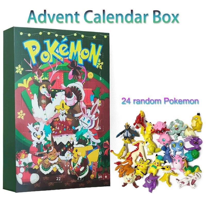 Bộ 24 lịch pokemon giáng sinh hộp mù anime mô hình đồ chơi christmas quà tặng trẻ em