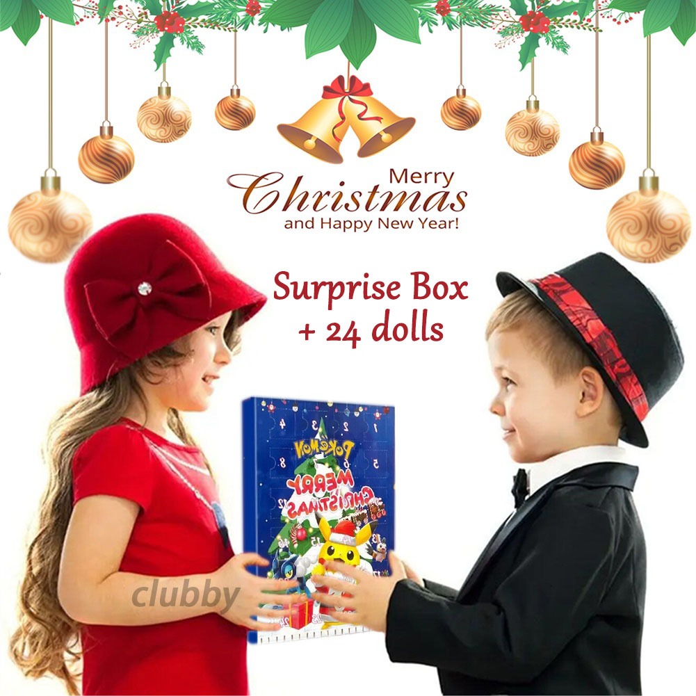 Bộ 24 lịch pokemon giáng sinh hộp mù anime mô hình đồ chơi christmas quà tặng trẻ em
