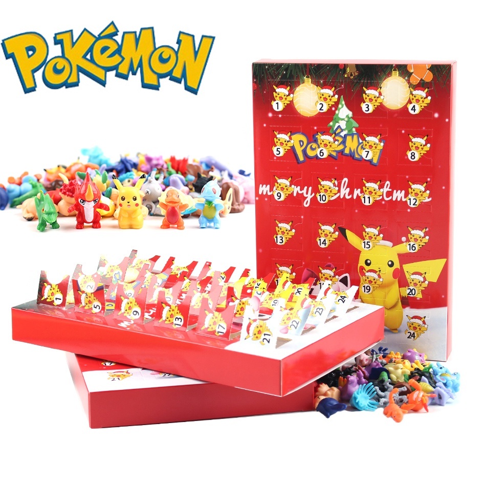 Bộ 24 lịch pokemon giáng sinh hộp mù anime mô hình đồ chơi christmas quà tặng trẻ em