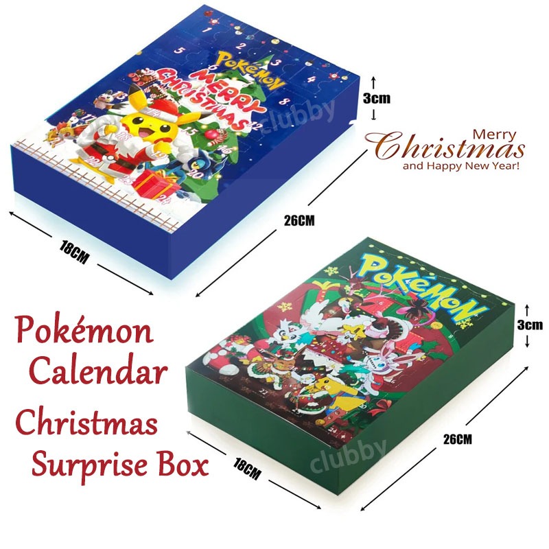 Bộ 24 lịch pokemon giáng sinh hộp mù anime mô hình đồ chơi christmas quà tặng trẻ em
