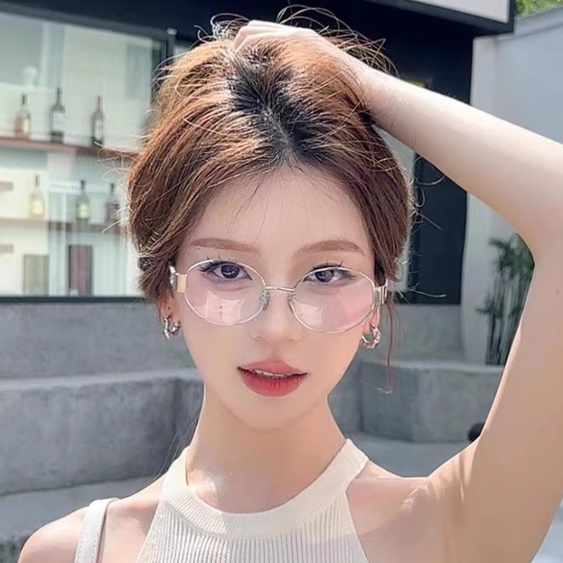 Kính Mát Hình oval Gọng Kim Loại Phong Cách Âu Mỹ Thời Trang Cho Nam Nữ