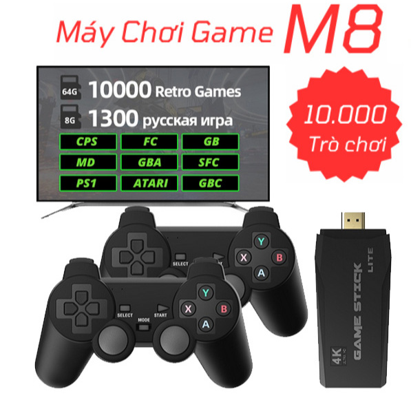 Máy Chơi Game Stick 4K V3 Pro 2026 64GB 20000+50 Game Không Dây Giao Hàng 24h