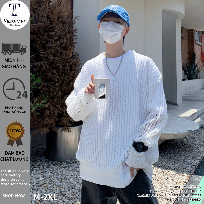 Áo Sweater Dệt Kim Tay Dài Cổ Tròn Phối Lưới Thời Trang Mùa Hè Hàn Quốc Cho Nam Áo Sweater Dệt Kim Mỏng Dáng Ngắn Tay Dài Phong Cách Thời Trang Hàn Quốc Dành Cho Nữ