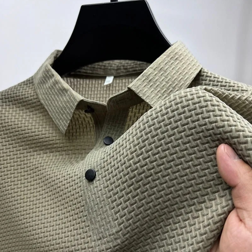 Áo Thun Polo Tay Ngắn Dáng Rộng Vải Lụa Lạnh Nhanh Khô Màu Sắc Retro Hồng Kông Cá Tính Cho Nam