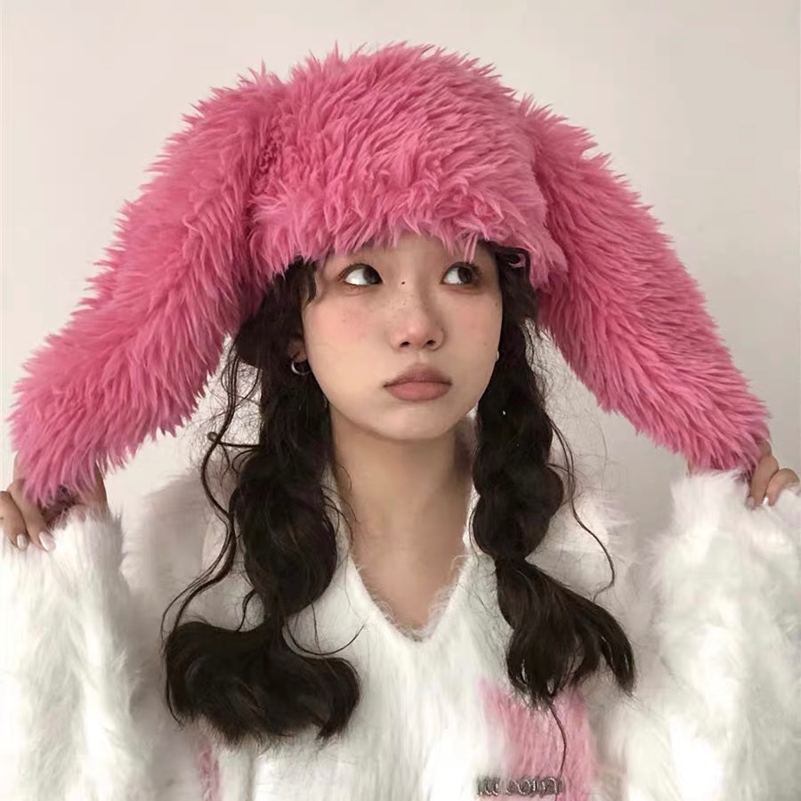 Mũ tai thỏ MG STUDIO giữ ấm vải lông nhung thời trang
