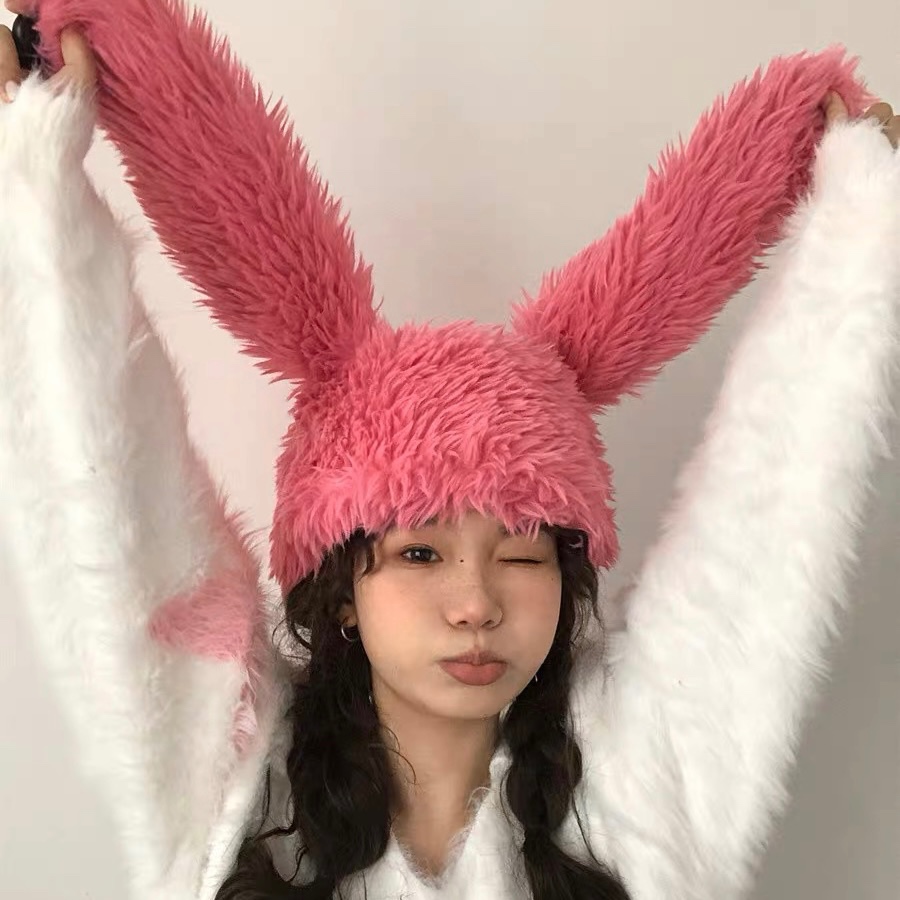 Mũ tai thỏ MG STUDIO giữ ấm vải lông nhung thời trang
