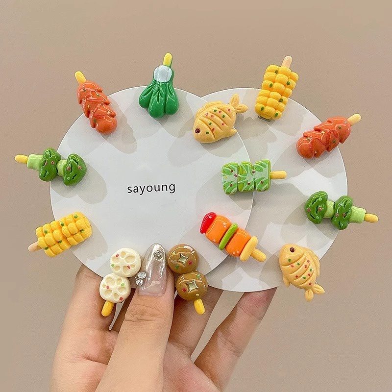 Set 2 Kẹp Tóc Hình Rau Củ Quả Dễ Thương Cho Nữ