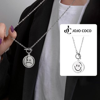 JOJO COCO Vòng cổ Hai Mặt Hình Mặt Cười Phong Cách hip hop Hàn Quốc Cá Tính