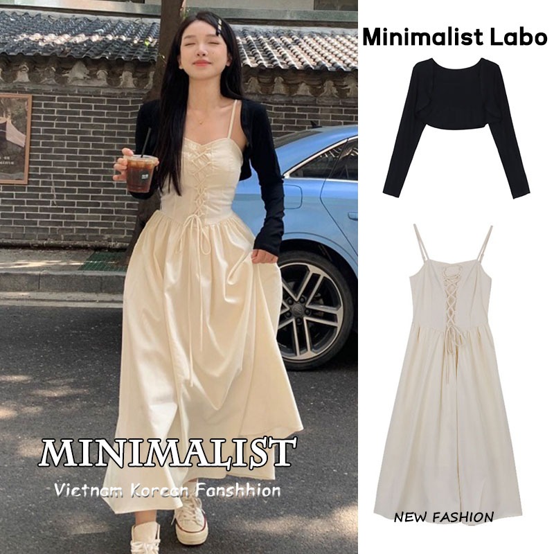 Minimalist Labo Đầm Dáng Chữ a Màu Trắng Dáng Dài Phong Cách Pháp Thời Trang Mùa Hè Xinh Xắn Cho Nữ