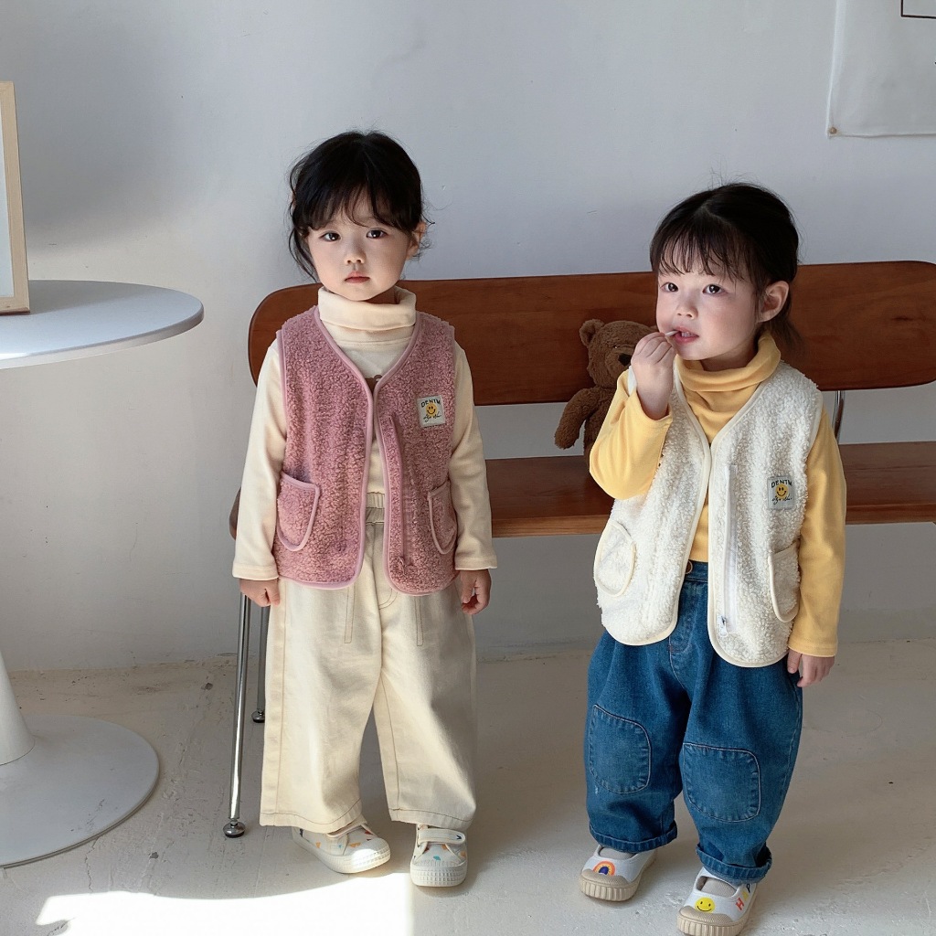 Áo Khoác Nhung Lông Cừu Hai Mặt Giữ Ấm Mùa Thu Đông Cho Bé 80-140CM