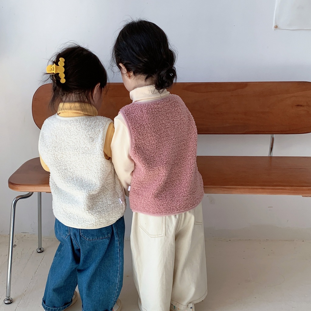 Áo Khoác Nhung Lông Cừu Hai Mặt Giữ Ấm Mùa Thu Đông Cho Bé 80-140CM