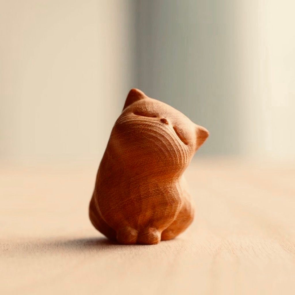 Mèo Con Bằng Gỗ Chạm Khắc Phong Cách Hiện Đại Vui Nhộn Dễ Thương Tay Cầm Đơn Giản Trang Trí Văn Phòng 5cm