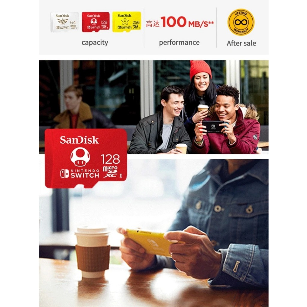 Sandisk Thẻ Nhớ microsd 4k u3 v30 c10 100mb / 128gb 256gb 512gb Cho Máy Chơi Game nintendo switch