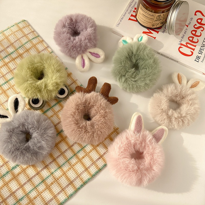 Mới Dây Cột Tóc Cao Su Co Giãn Đính Tai Thú Nhồi Bông Hoạt Hình Dễ Thương Cho Nữ Và Trẻ Em