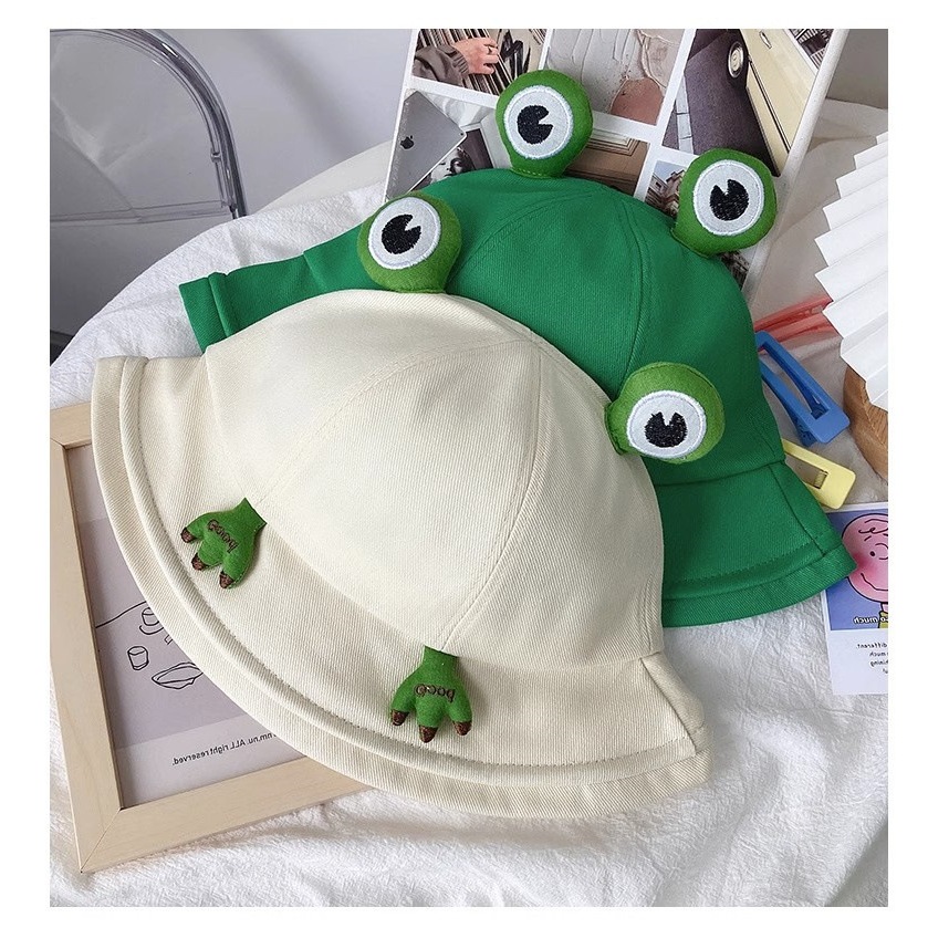 Nón bucket Hình Ếch Hoạt Hình Dễ Thương Phong Cách Hàn Quốc Cho Nữ