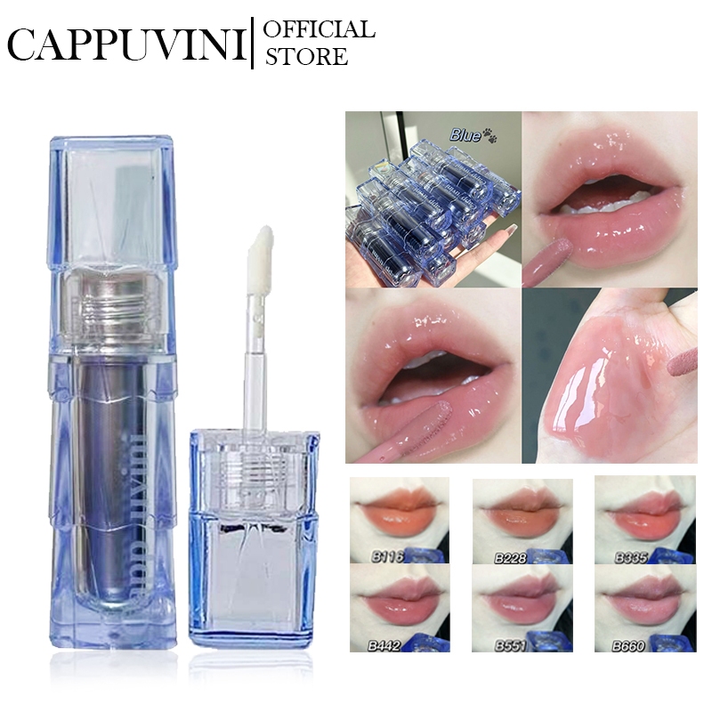 Cappuvini 5 Màu ống Xanh Môi Men Nước ánh Sáng Gương Son Bóng Phát Triển Màu Chống Thấm Nước Son Môi