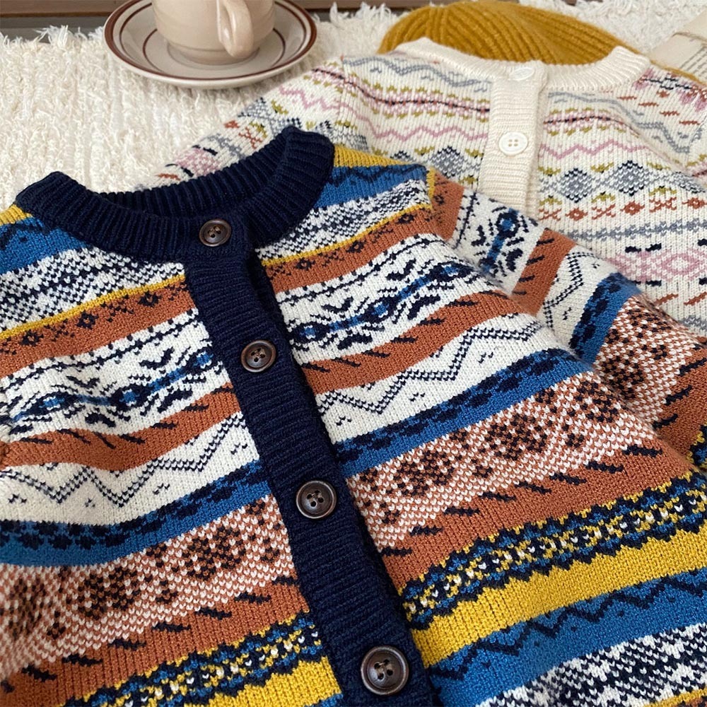 Áo Khoác cardigan Dệt Kim In Họa Tiết Giáng Sinh Thời Trang Xuân Thu Cho Bé Trai Và Gái