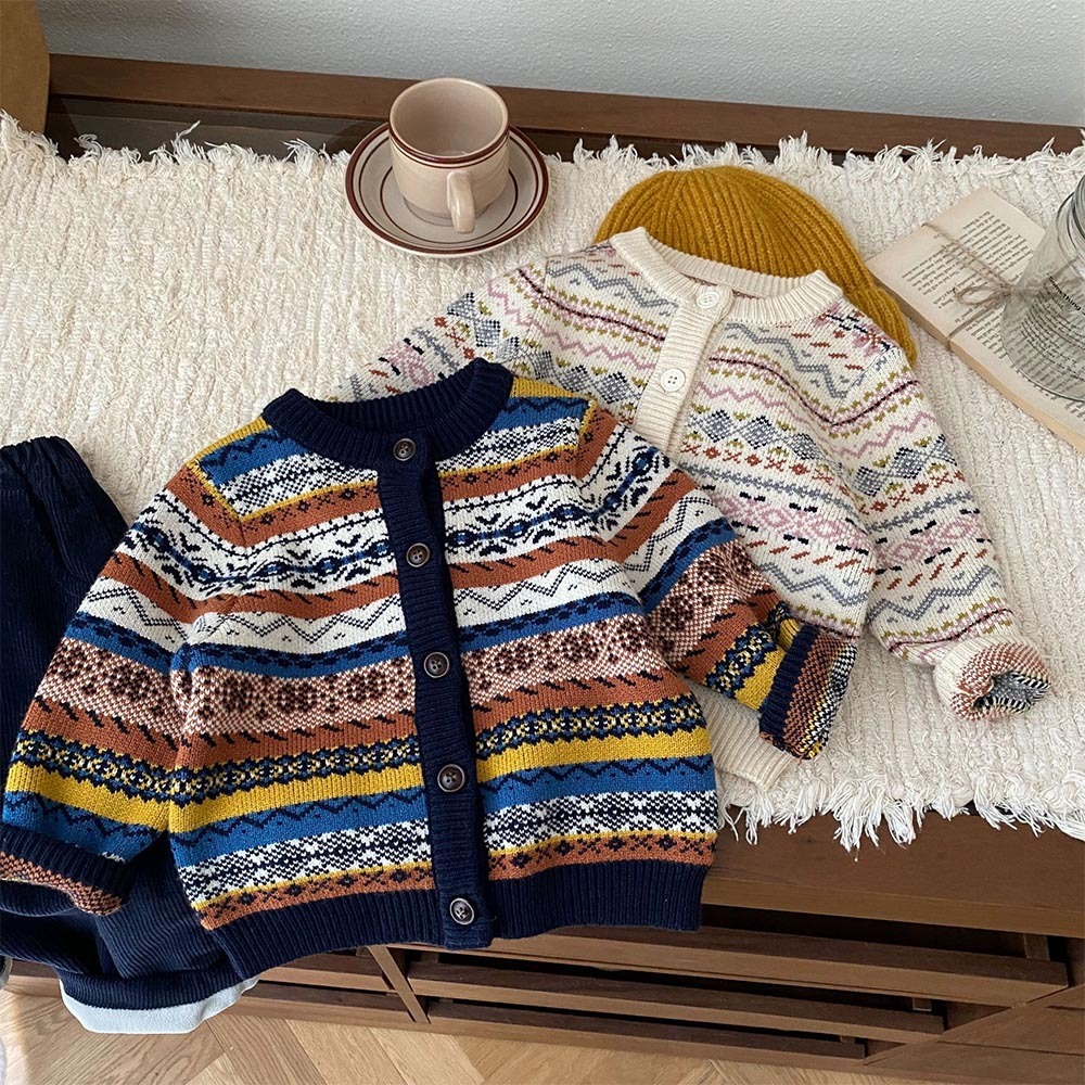 Áo Khoác cardigan Dệt Kim In Họa Tiết Giáng Sinh Thời Trang Xuân Thu Cho Bé Trai Và Gái