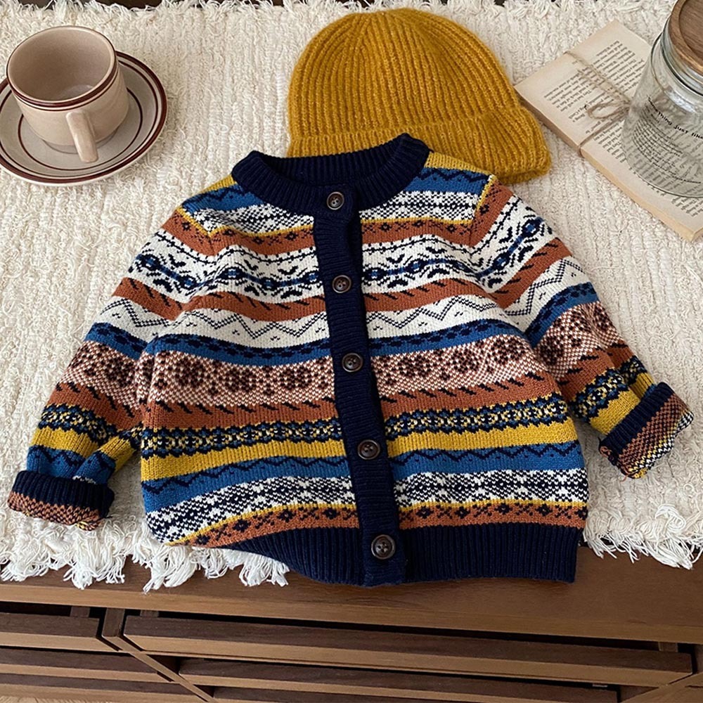 Áo Khoác cardigan Dệt Kim In Họa Tiết Giáng Sinh Thời Trang Xuân Thu Cho Bé Trai Và Gái