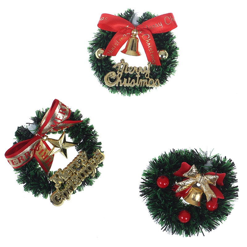 Ponajimy 1 Vòng Hoa Giáng Sinh Mini 6cm Trang Trí Nhà Búp Bê