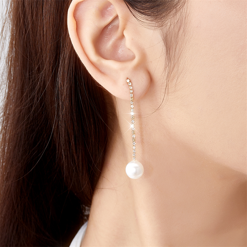 Thời Trang Bông Tai Dáng Dài Đính Ngọc Trai Và Đá Phối Tua Rua Phong Cách Hàn Quốc Cho Nữ s925