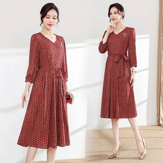 Đầm maxi Tay Dài Dáng Chữ a Cổ Chữ v Thời Trang Mùa Hè Cho Nữ Size 4xl #YY60