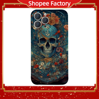 Ốp Điện Thoại Họa Tiết Đầu Lâu Hoa halloween Dành Cho Iphone 7 8 x xs xsm 11 12 13 14 15 pro max plus promax