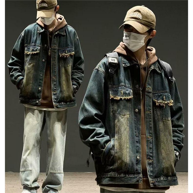 Áo Khoác denim Tay Dài Dáng Rộng Phong Cách Thời Trang Đường Phố Mỹ Mới Cho Nam Và Nữ