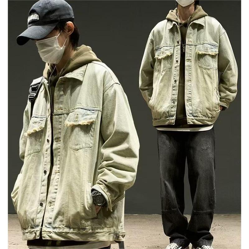 Áo Khoác denim Tay Dài Dáng Rộng Phong Cách Thời Trang Đường Phố Mỹ Mới Cho Nam Và Nữ
