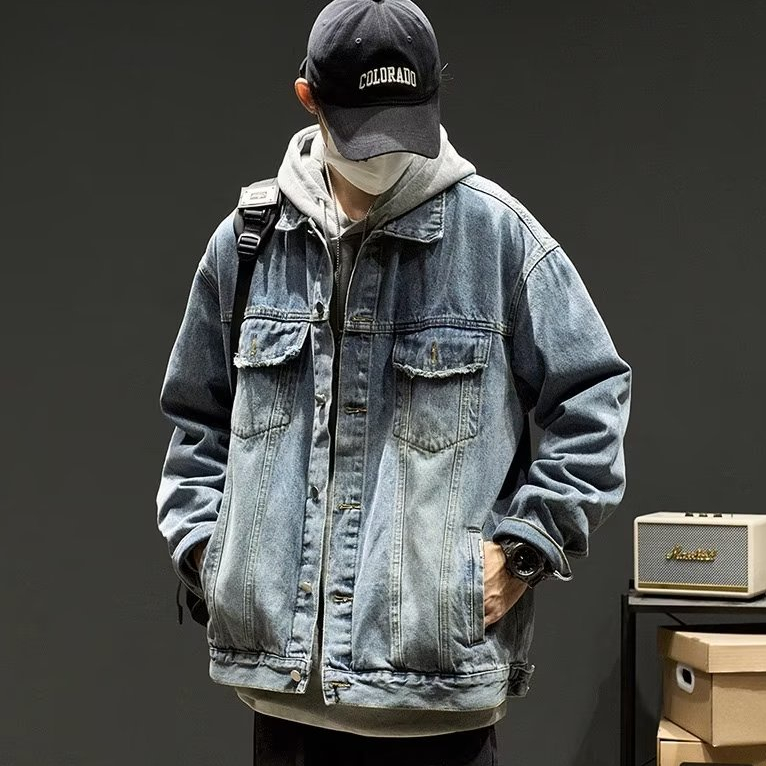 Áo Khoác denim Tay Dài Dáng Rộng Phong Cách Thời Trang Đường Phố Mỹ Mới Cho Nam Và Nữ