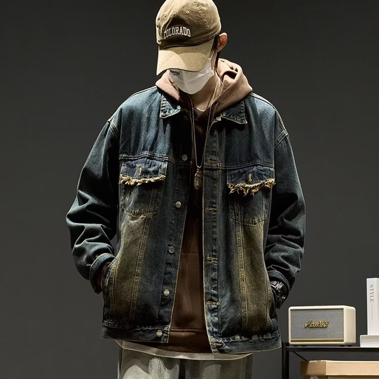 Áo Khoác denim Tay Dài Dáng Rộng Phong Cách Thời Trang Đường Phố Mỹ Mới Cho Nam Và Nữ
