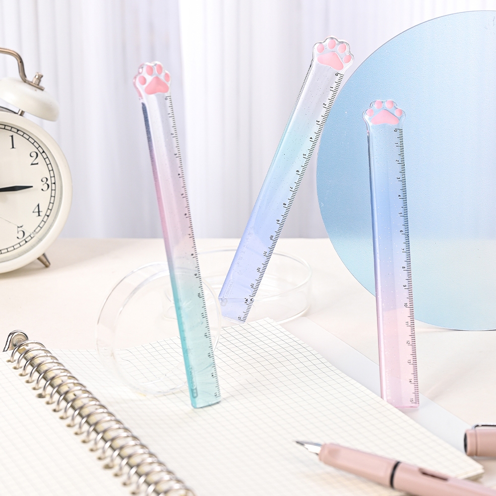 Letit | Thước nhựa thẳng 15cm trong suốt hình chân mèo phong cách Hàn Quốc
