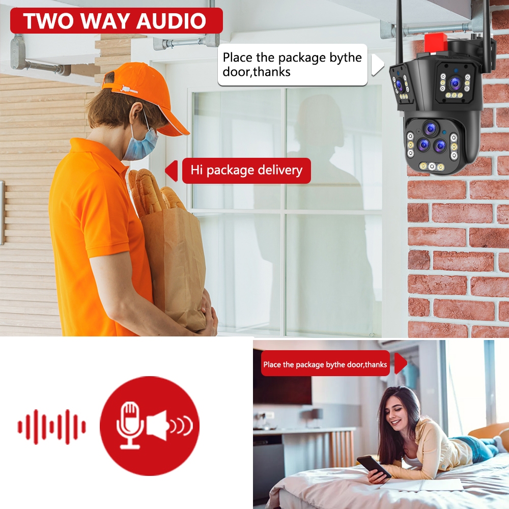 LLSEE 20MP 8K 20X Zoom Camera WIFI ngoài trời 5 ống kính 360 độ báo động không thấm nước không dây CCTV Home Connect Phone