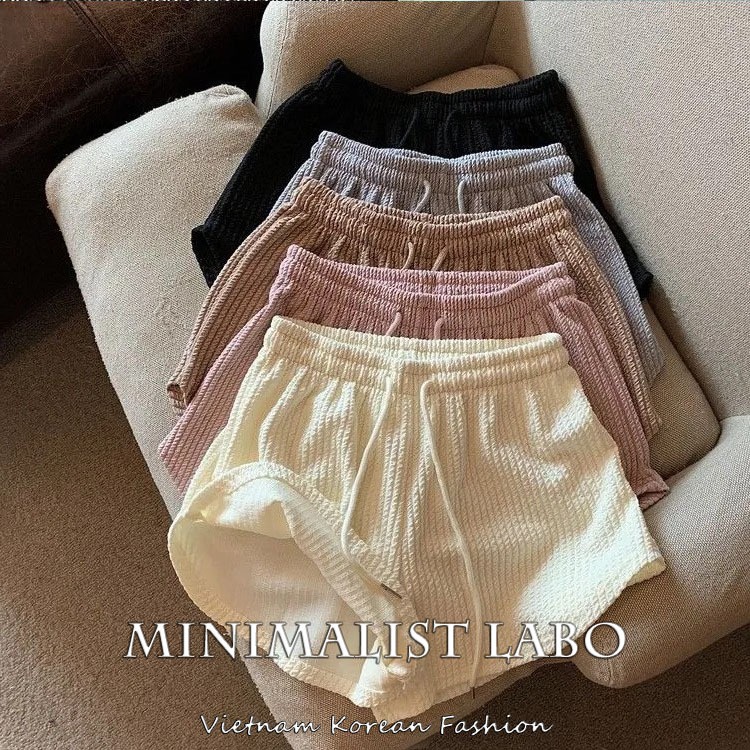 Quần short thể thao Minimalist Labo lưng cao ống rộng màu trơn thời trang mùa hè dành cho nữ