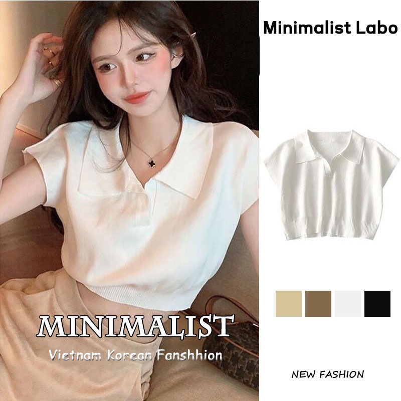 Minimalist Labo Áo thun polo nữ tay ngắn thời trang Hàn Quốc