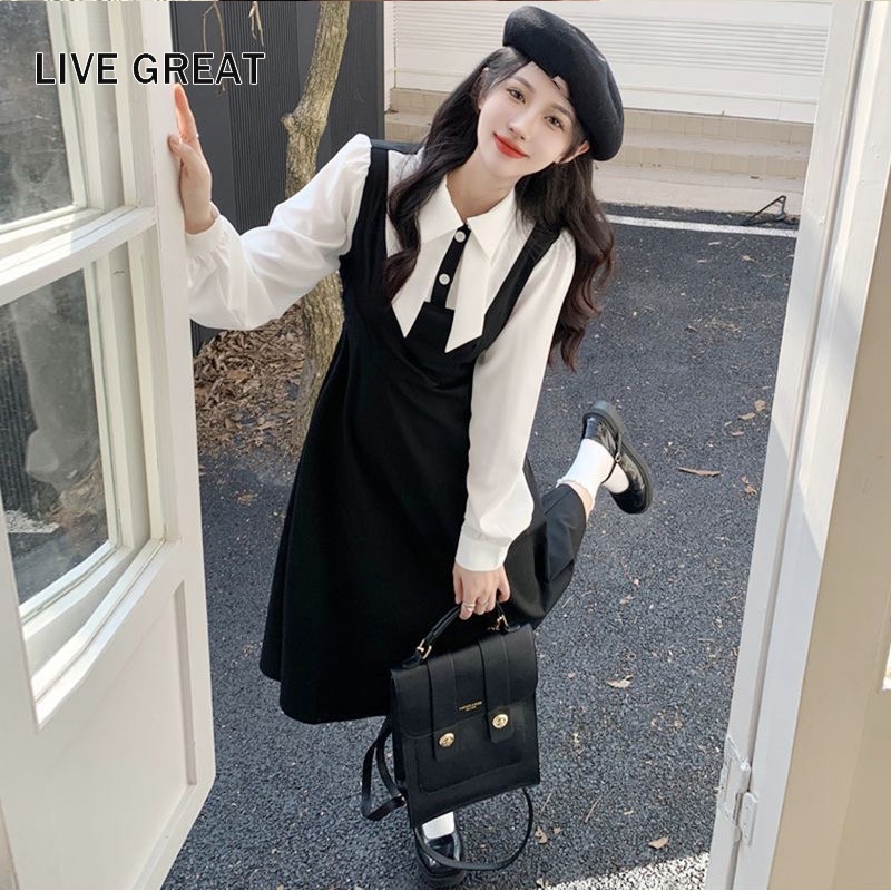 LIVE GREAT Đầm Công Chúa Dài Tay Giả Hai Lớp Màu Sắc Thời Trang Cao Cấp Cho Nữ