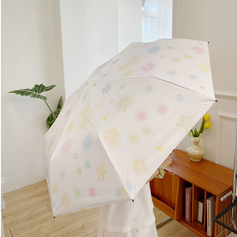 Dù Chính Hãng Họa Tiết Ngôi Sao Xinh Xắn Chất Lượng|Dù Che Mưa Nắng / Mưa Bằng Vinyl Hình Ngôi Sao Dễ Thương Tiện Dụng Cho Học Sinh / Văn Phòng