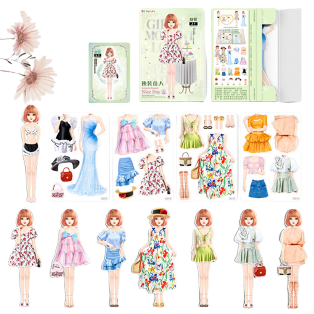 Sticker Nam Châm Dán Trang Phục Cho Bé Gái Dễ Thương