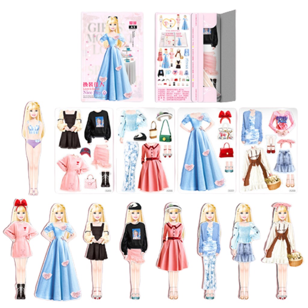 Sticker Nam Châm Dán Trang Phục Cho Bé Gái Dễ Thương