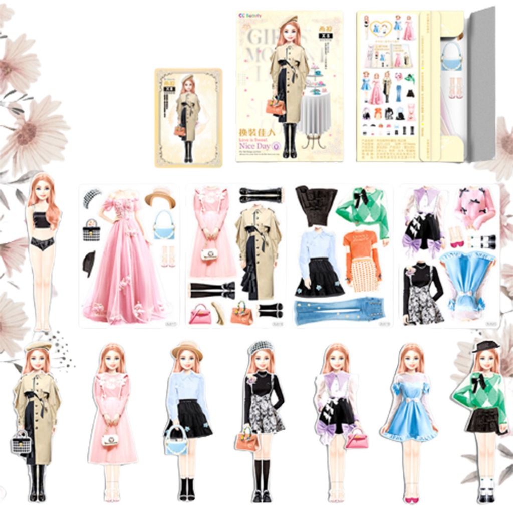 Sticker Nam Châm Dán Trang Phục Cho Bé Gái Dễ Thương