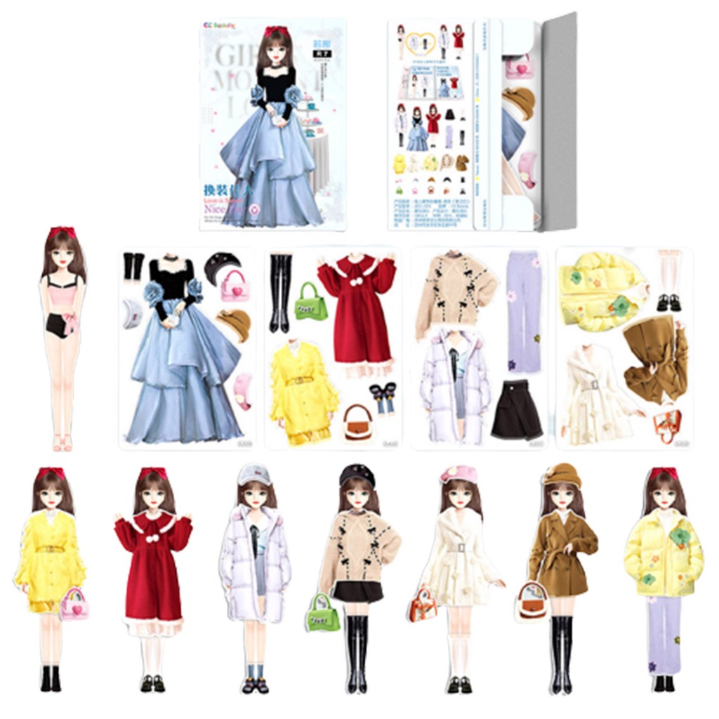 Sticker Nam Châm Dán Trang Phục Cho Bé Gái Dễ Thương