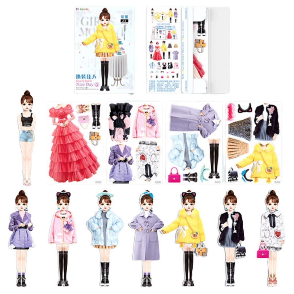 Sticker Nam Châm Dán Trang Phục Cho Bé Gái Dễ Thương