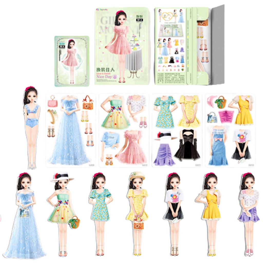 Sticker Nam Châm Dán Trang Phục Cho Bé Gái Dễ Thương