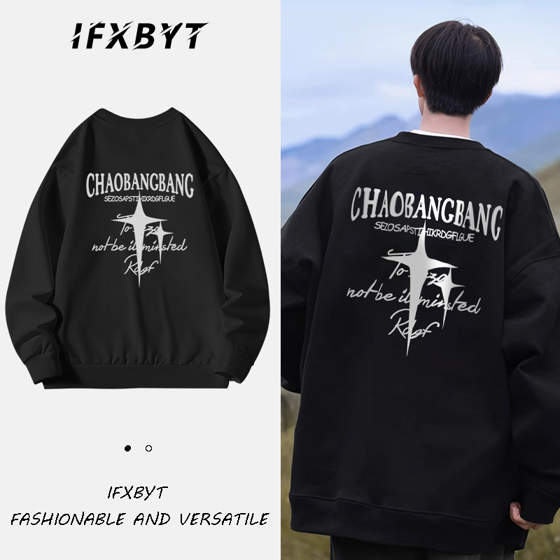 Áo sweater nam IFXBYT Thánh giá vintage boy phố in hình unisex 100% cotton-Y0522