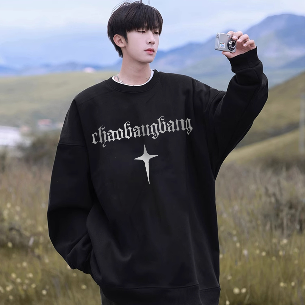 Áo sweater nam IFXBYT Thánh giá vintage boy phố in hình unisex 100% cotton-Y0522