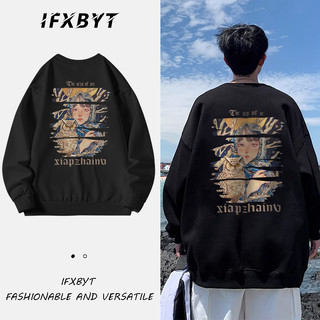 Áo sweater nam IFXBYT áo thun tay dài bigsize form rộng in hình unisex 100% cotton-Y0310