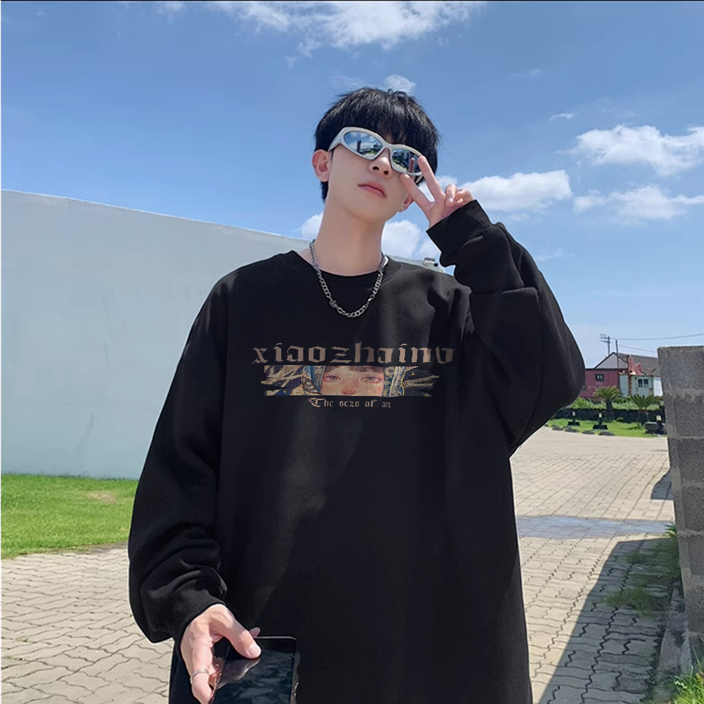 Áo sweater nam IFXBYT áo thun tay dài bigsize form rộng in hình unisex 100% cotton-Y0310