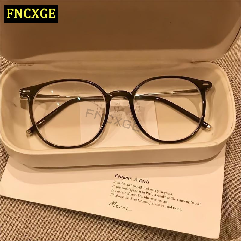 FNCXGE Myopia Glasses Women Men Retro Style Anti Blue Light Rectangle Eye Glasses Replaceable With G